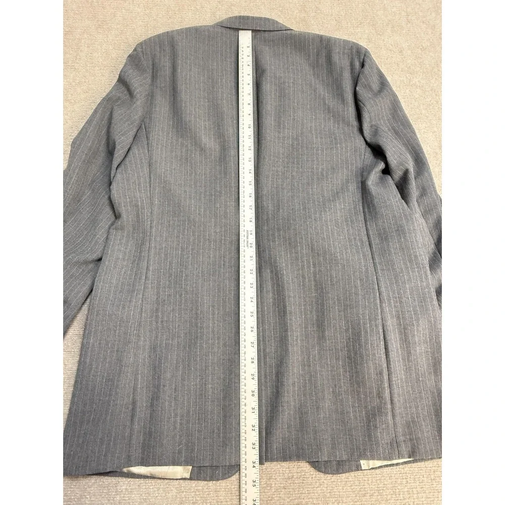 t&e clothing Suit Mens 48 Gray Pinstripe 3 Piece Jacket‎ Vest Pants 2 Button